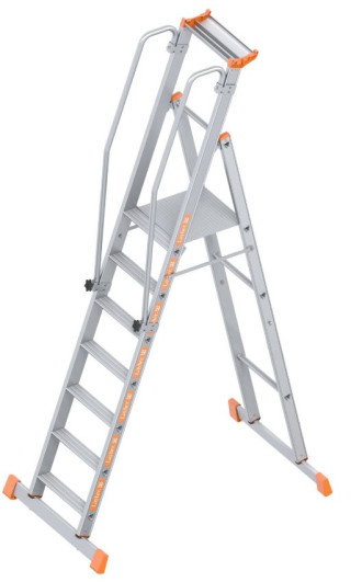 Alu Plattform Leiter 7 Stufen Layher1074 mieten