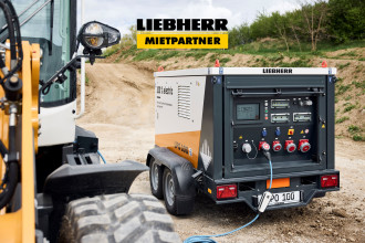 Mobiler Energiespeicher Liebherr LPO100 und Stromaggregat rent