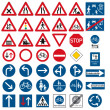 Verschiedene Verkehrsschilder mit RA1- oder RA2-Folierung