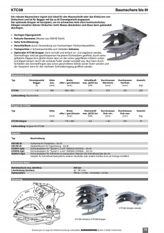 KINSHOFER KTC08 Baumschere | Fällgreifer | Holzzange -8t Bagger rent