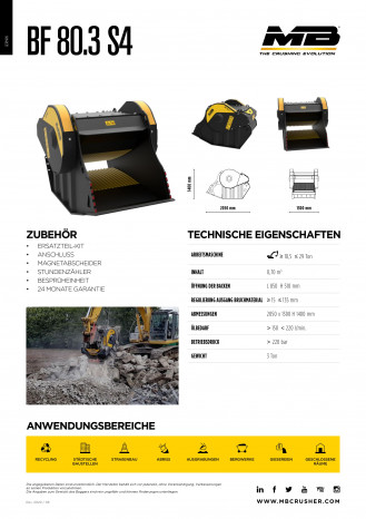 MB BF80 Brecherlöffel | Backenbrecherlöffel | 18,5-29t Bagger rent