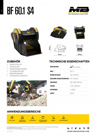 MB BF60 Brecherlöffel | Backenbrecherlöffel | 8-18t Bagger rent