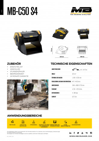 MB C50 Brecherlöffel | Backenbrecherlöffel | 5-9t Minibagger rent